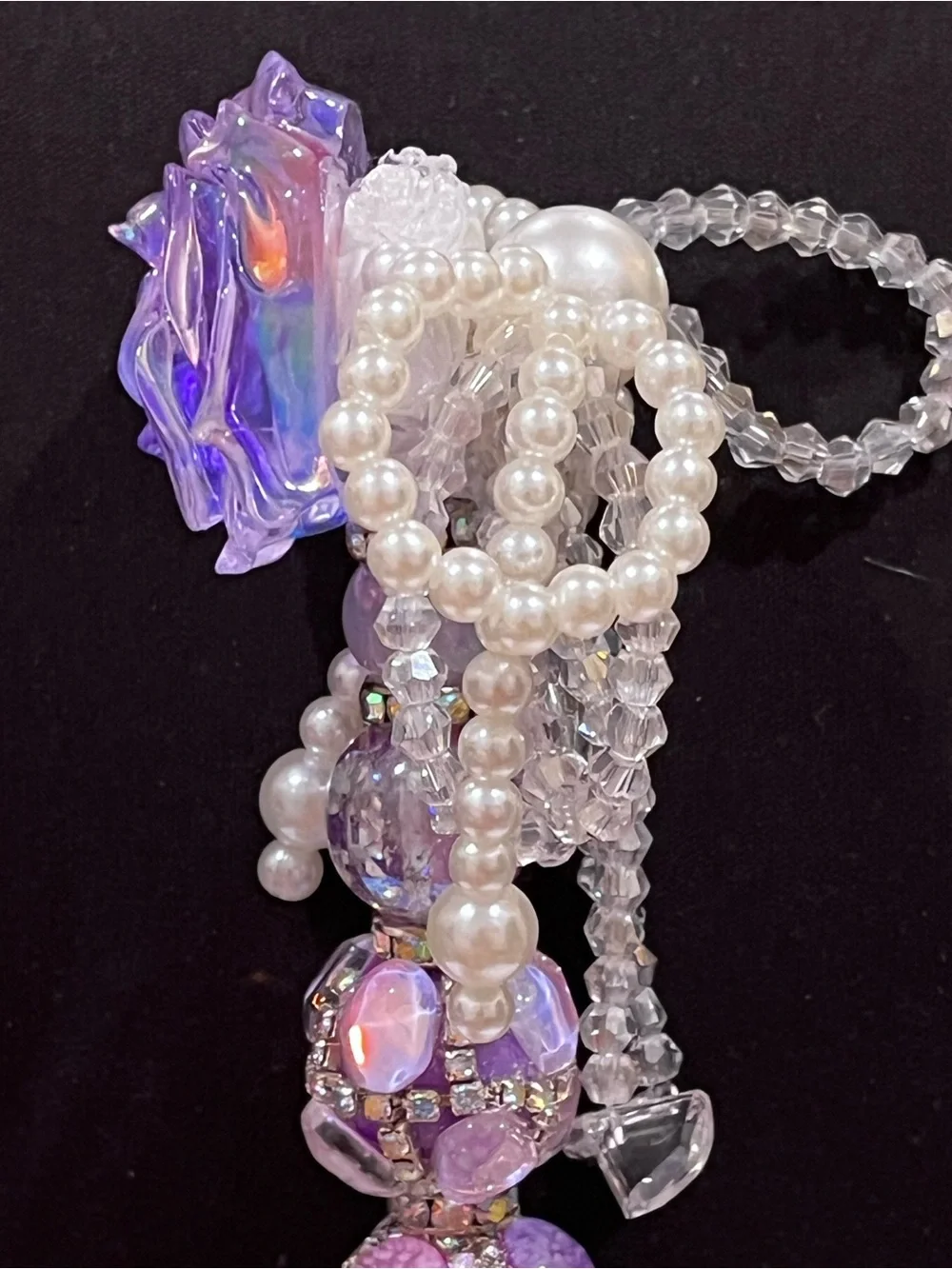 Handcrafted Purple Rose focal fancy Beaded pen